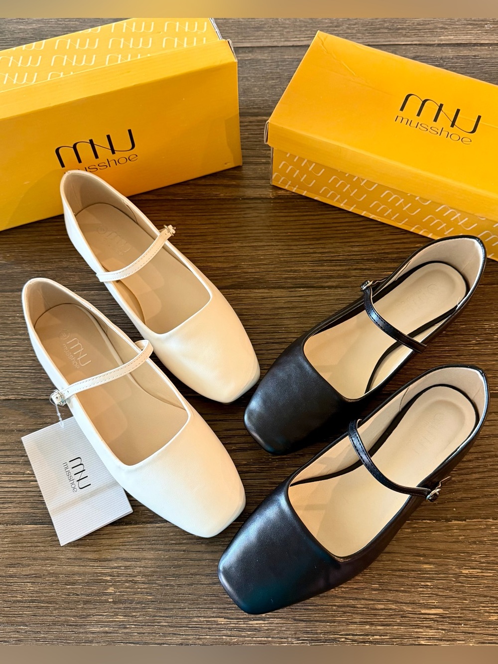 NEW Musshoe Mary Jane Ballet Flats Bundle Women’s 8 Square Toe Black White Shoes